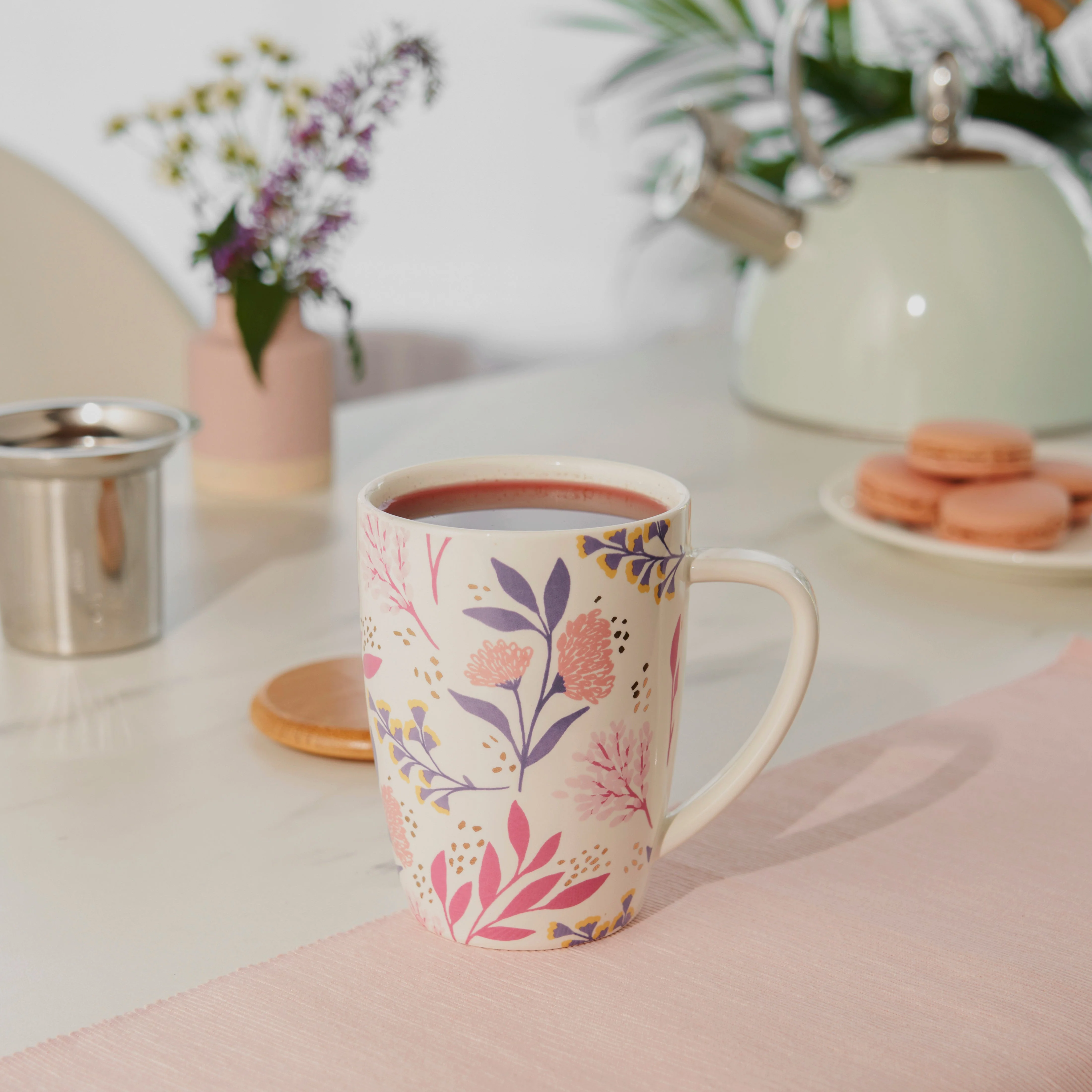 Pinky Up Bailey: Botanical Bliss Ceramic Tea Mug & Infuser - Image 3