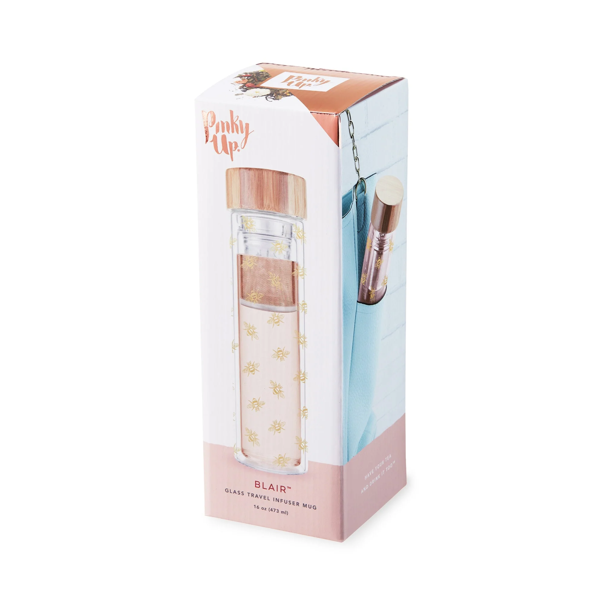 Pinky Up Blair Bee Glass Travel Infuser Mug - Image 6