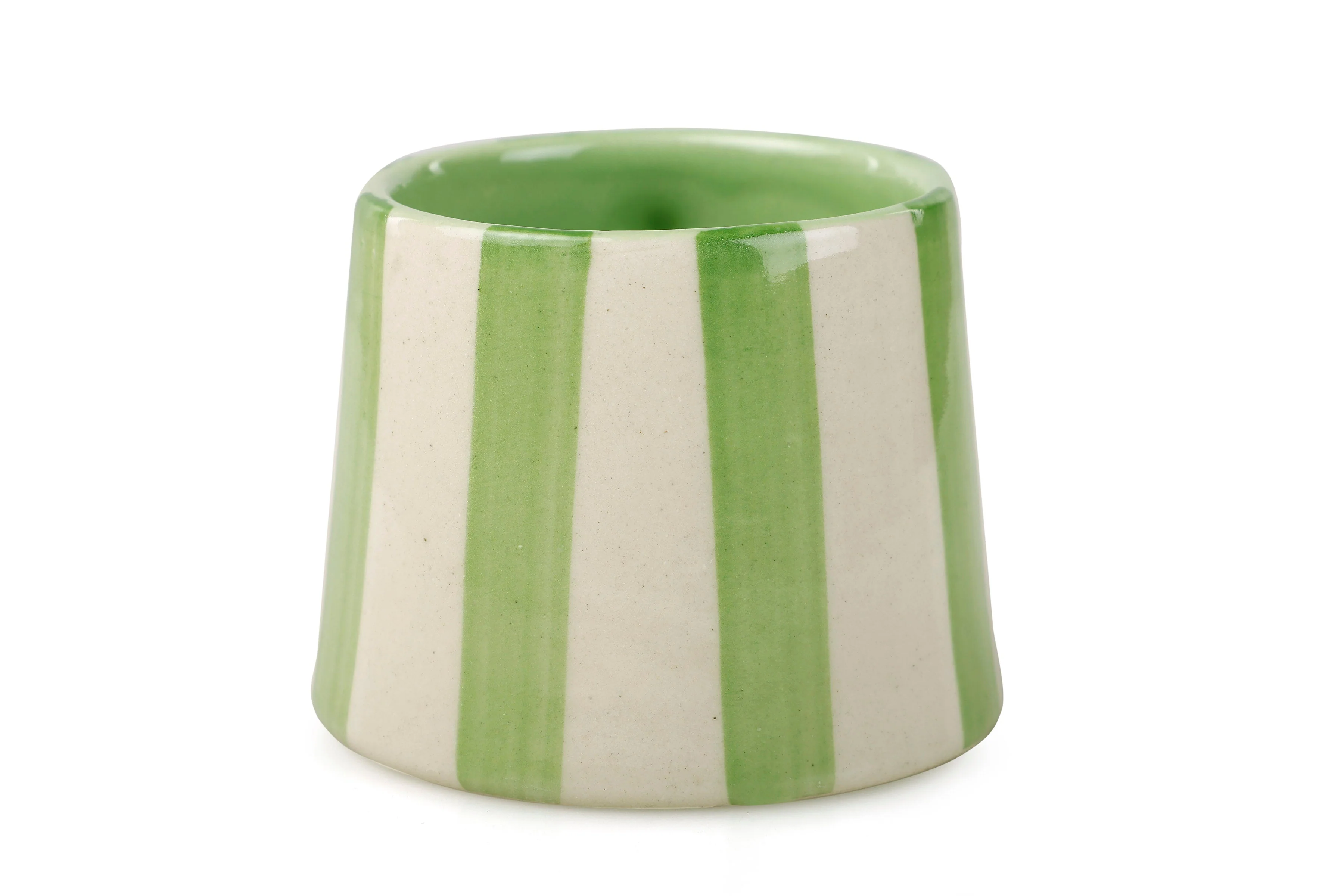 Casa Amarosa Ceramic Green Stripe Cup - 3.5 x 2.5 Inches ( Set of 2 ) - Image 4
