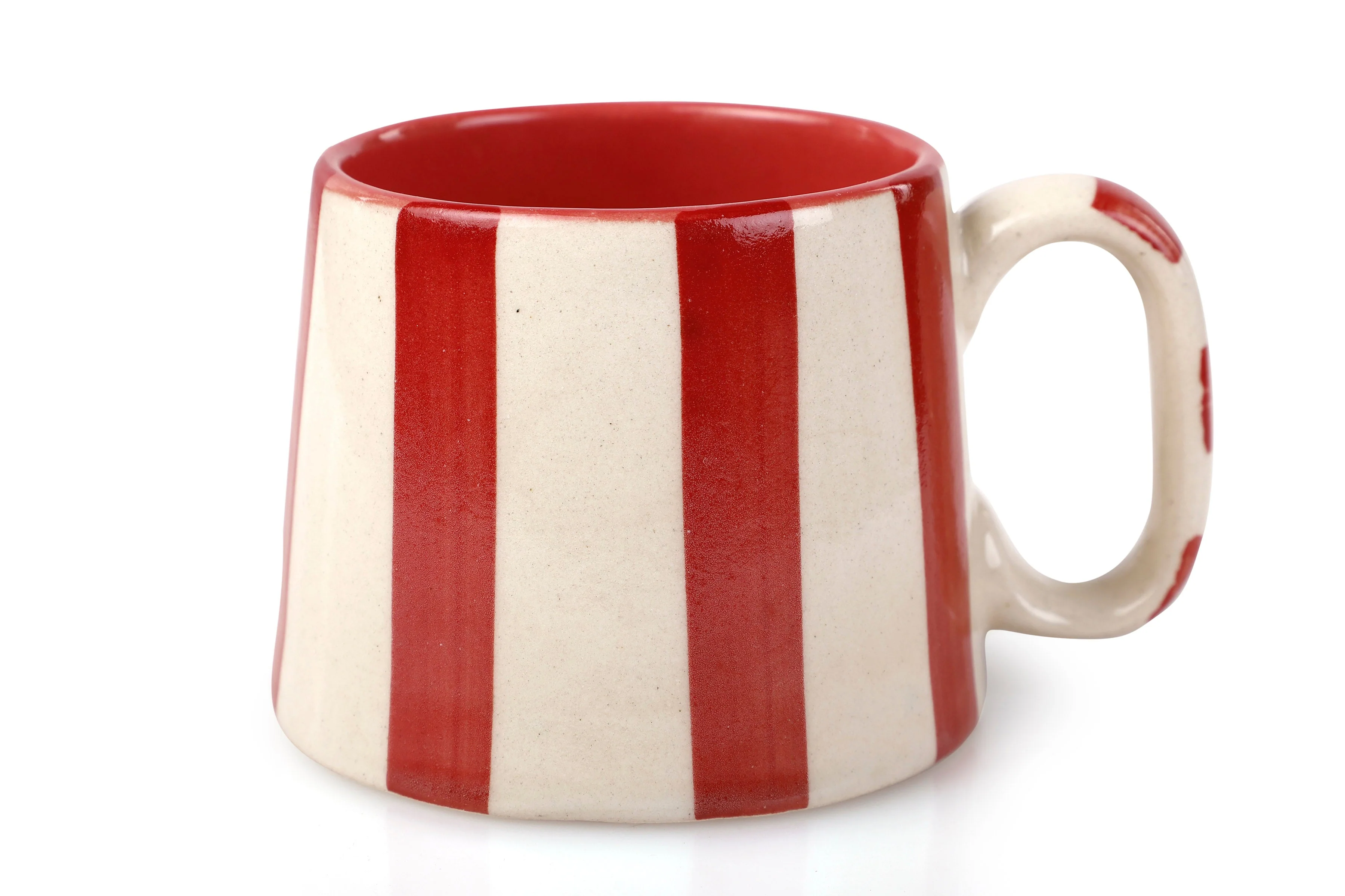 Casa Amarosa Ceramic Red Stripe Cup - 3.5 x 2.5 Inches ( Set of 4 ) - Image 2