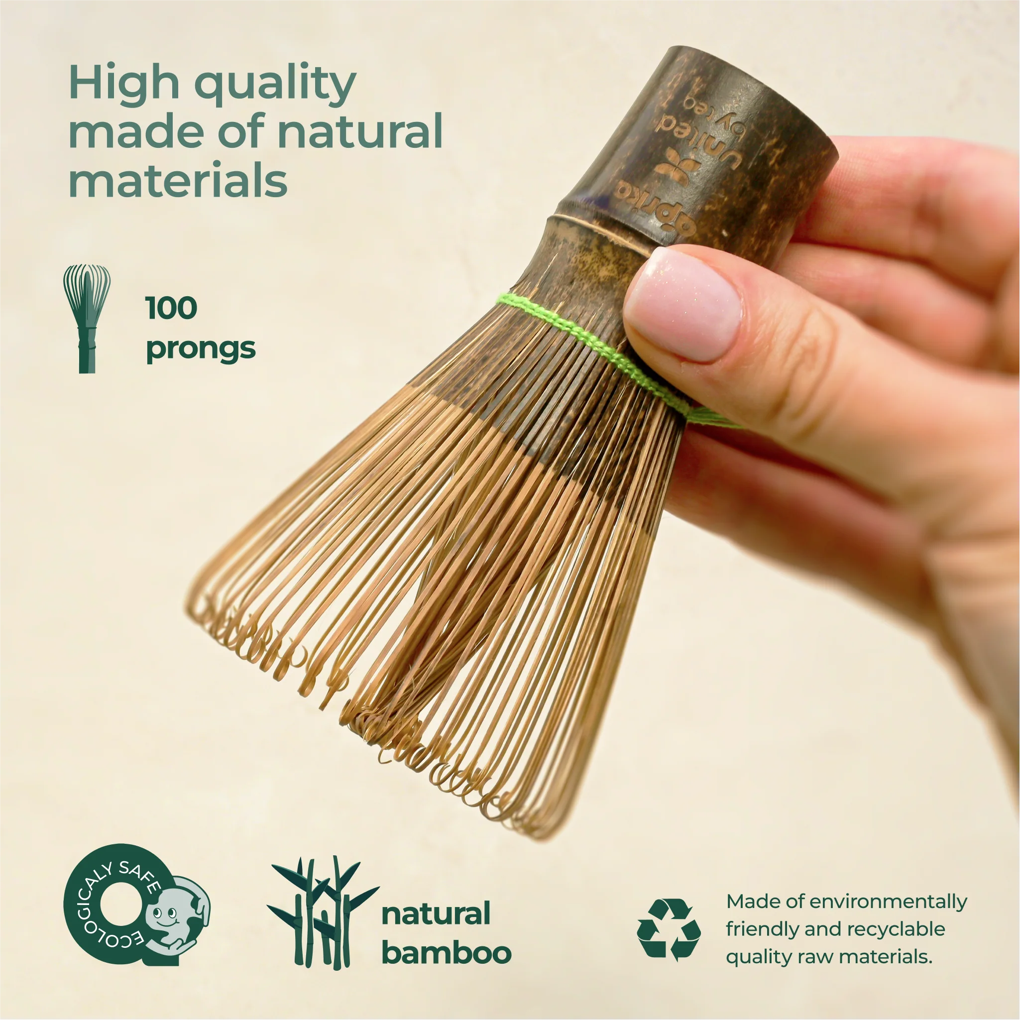 Aprika Life Dark Bamboo Matcha Whisk (100 Prongs) - Image 3