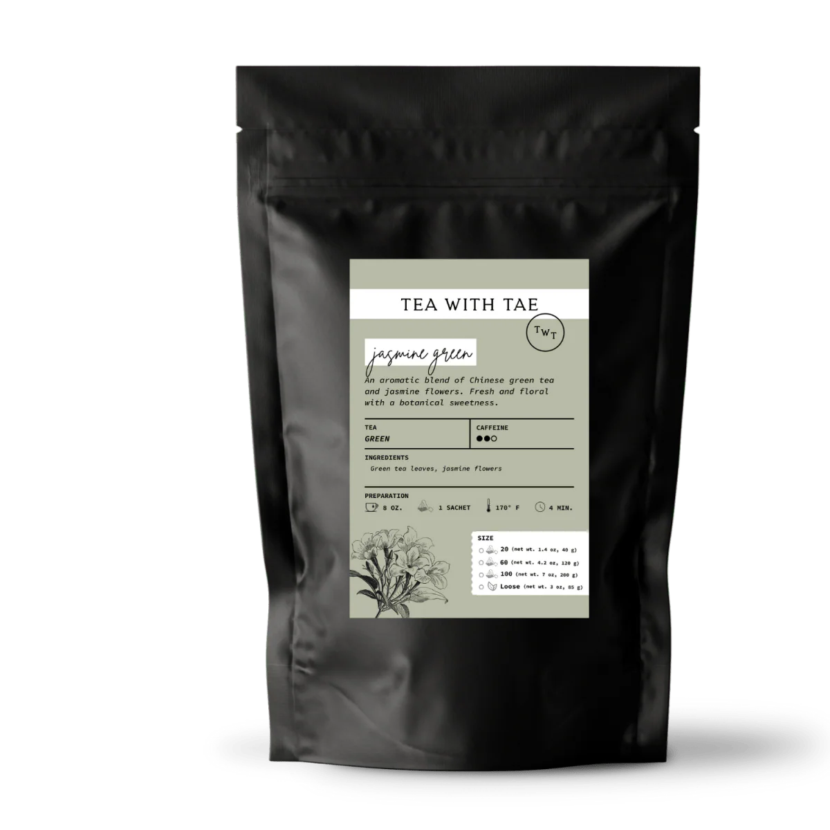 Tea with Tae Jasmine Green Tea Pouch - Image 5