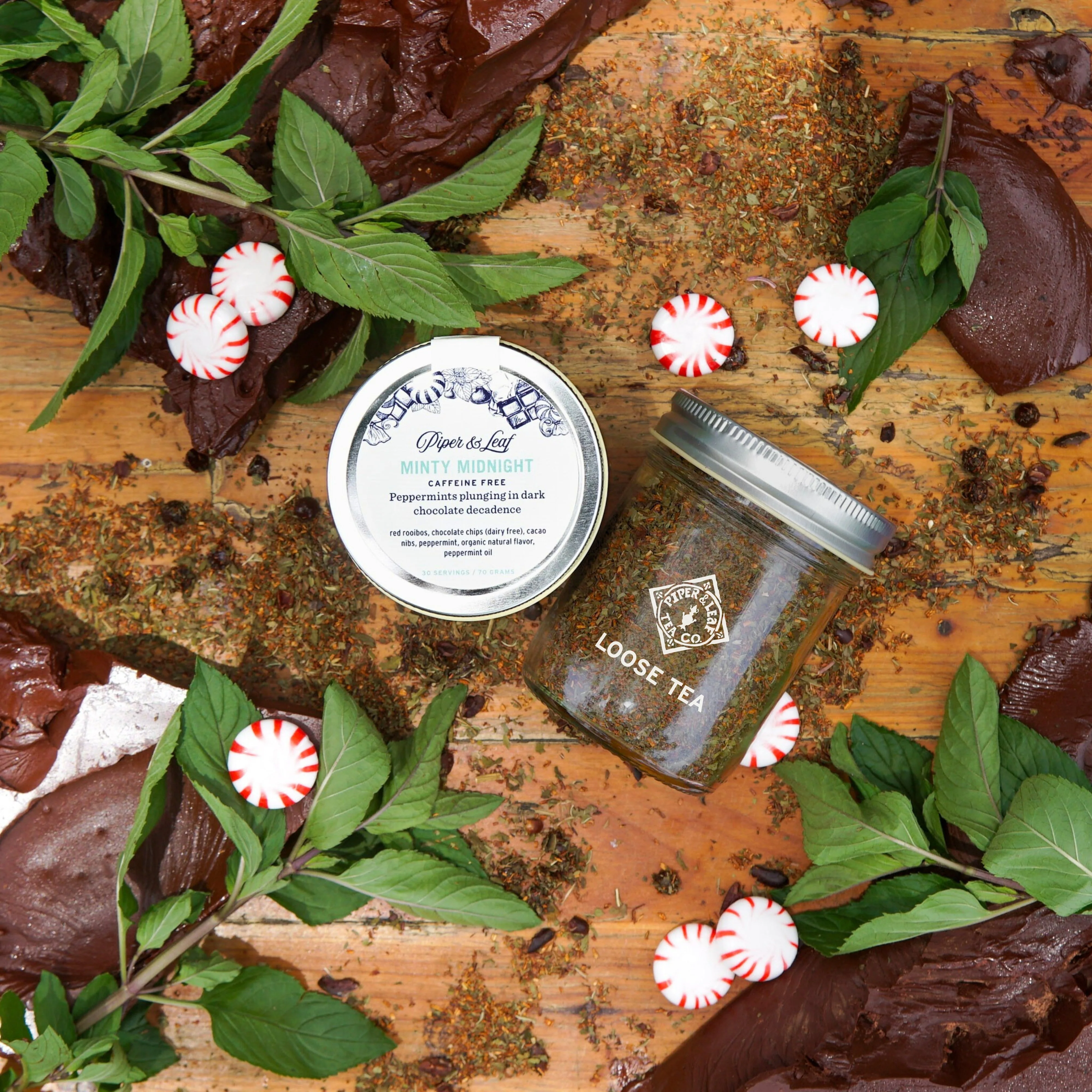 Piper and Leaf Minty Midnight Glass Jar of Loose Leaf - 30 Servings - Image 2