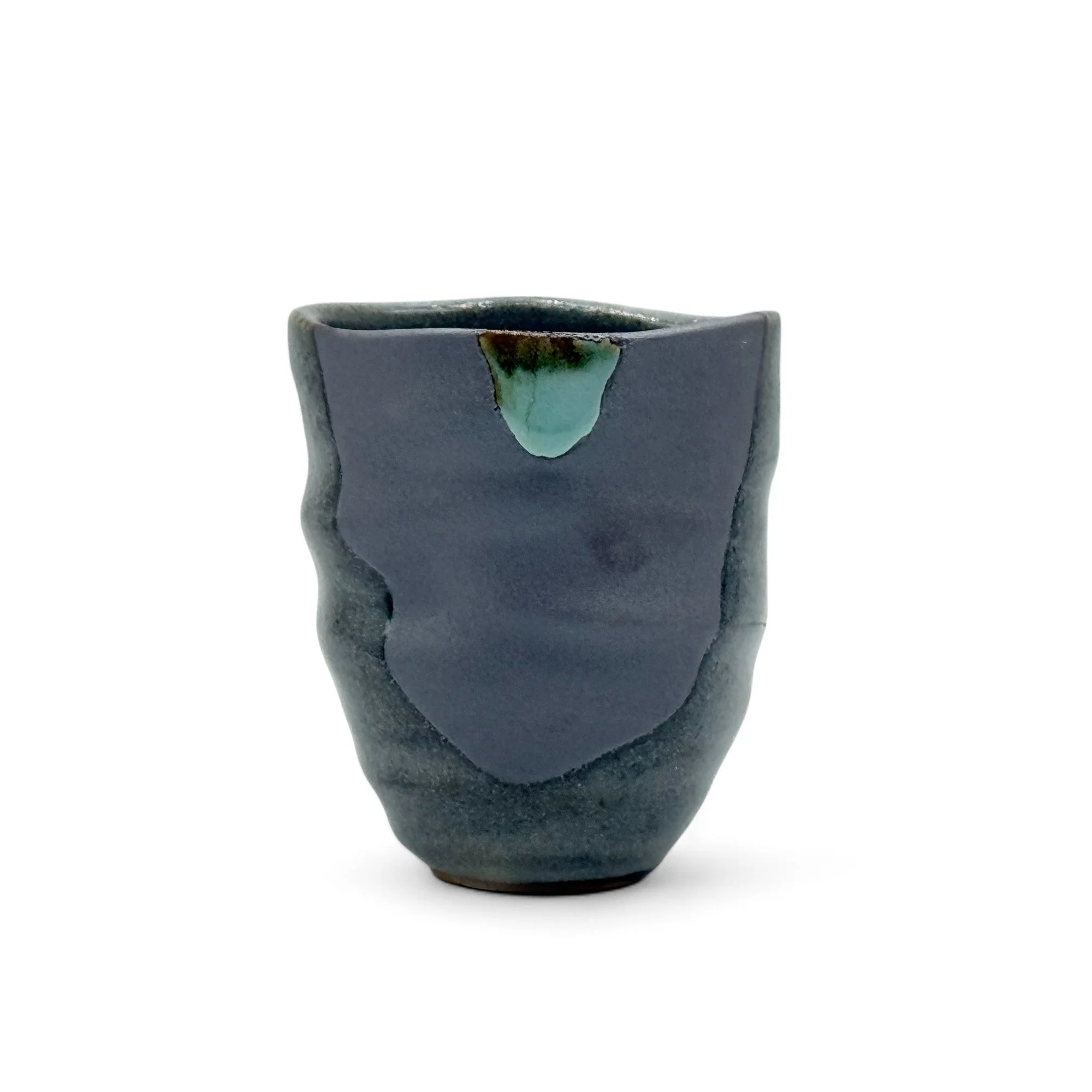 Inoue Tea Nezumi Shinrokubei Gray Mino-yaki Yunomi - Japanese Teacup