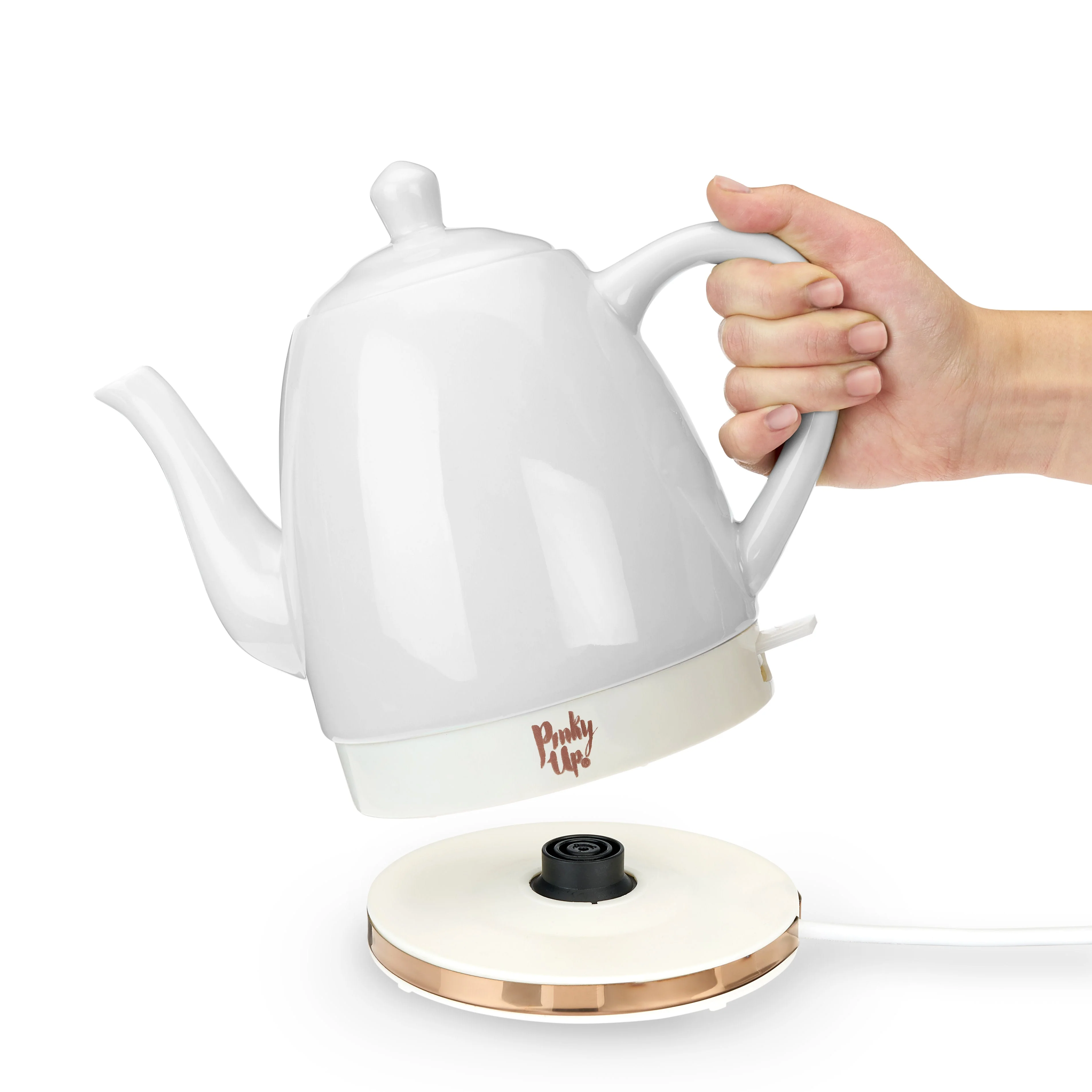 Pinky Up Noelle Ceramic Electric Tea Kettle in Grey - Image 4