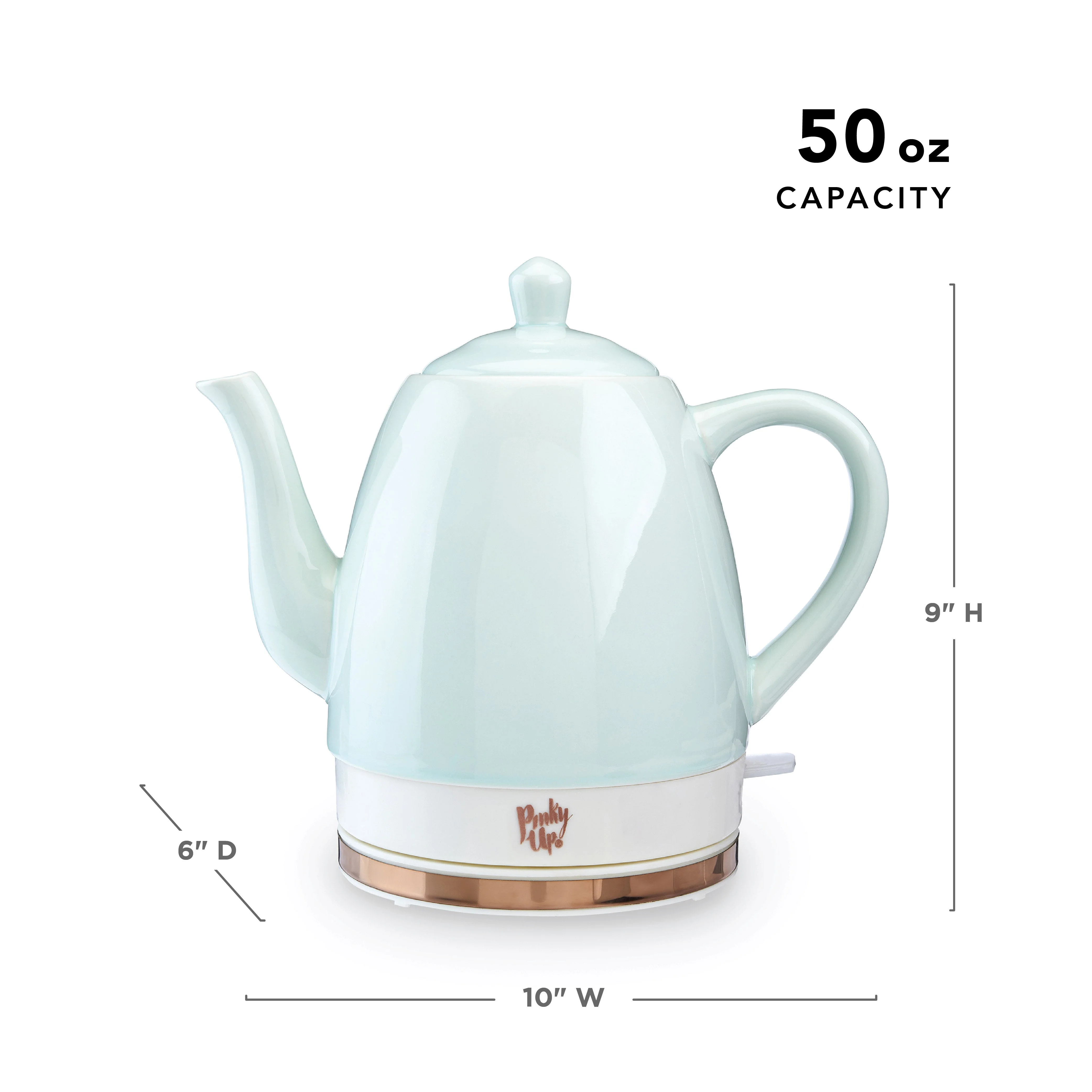 Pinky Up Noelle Ceramic Electric Tea Kettle in Mint - Image 6