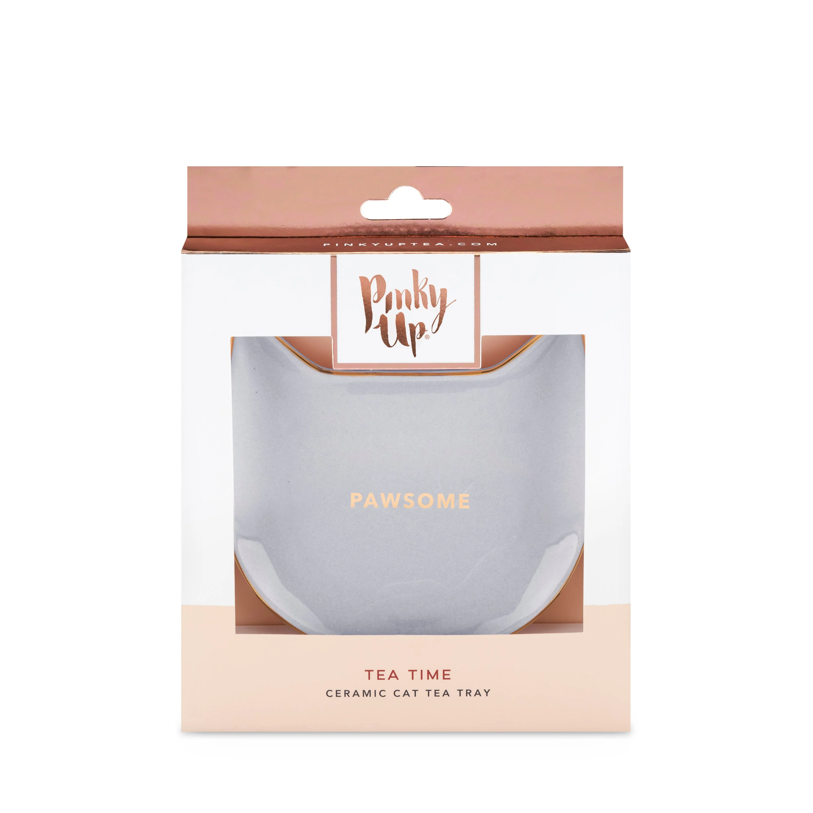 Pinky Up Pawsome Ceramic Tea Tray in Gray - Image 3