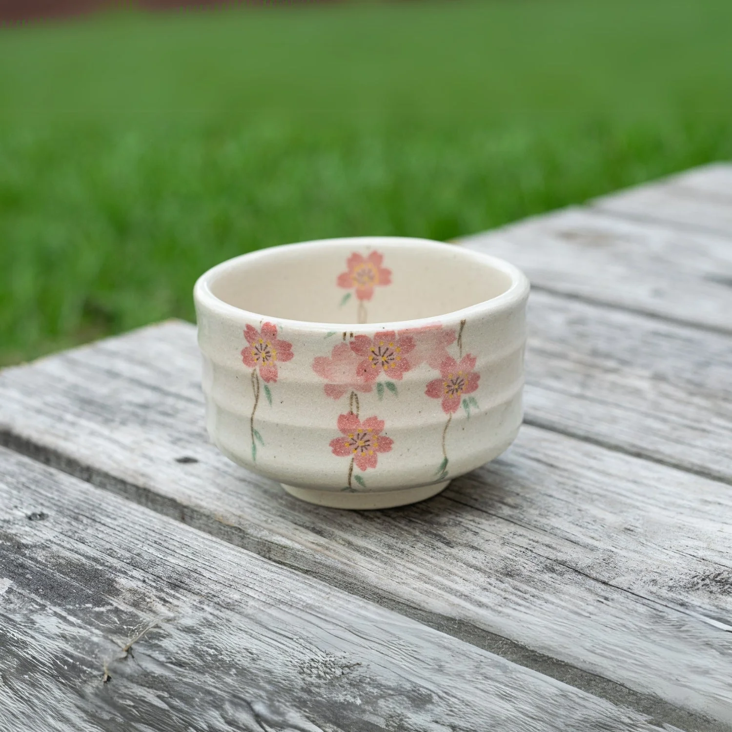Aprika Life Pink Sakura Flowers Ceramic Matcha Bowl - Image 3