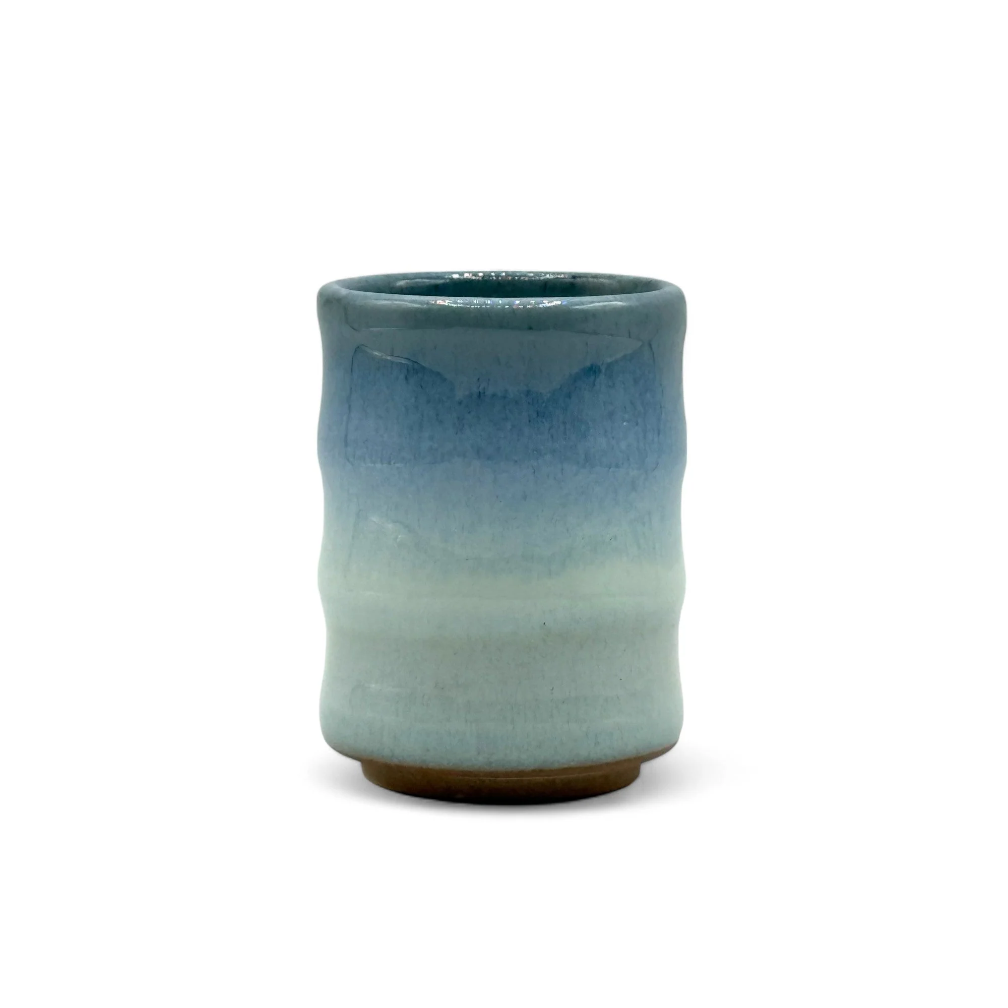 Inoue Tea Ranyu Nagashi Blue Mino-yaki Yunomi - Japanese Teacup