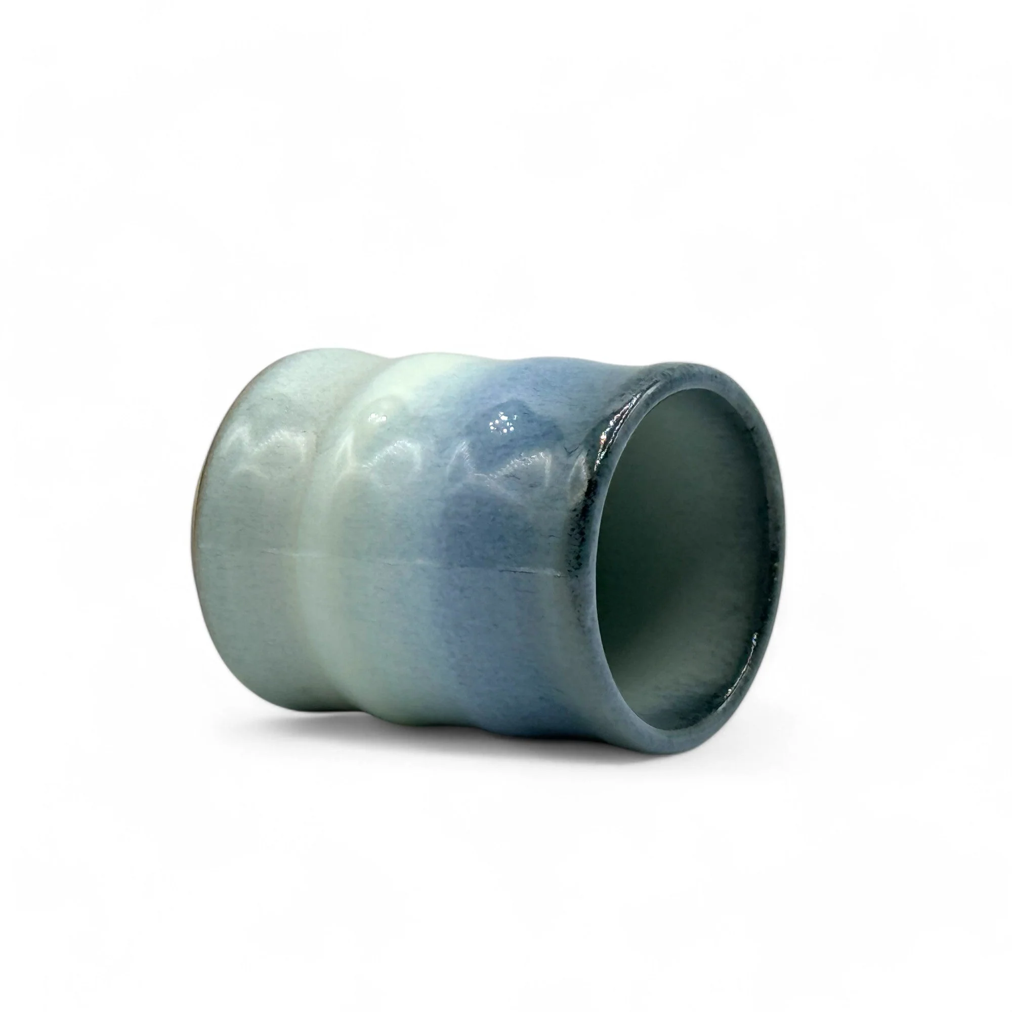 Inoue Tea Ranyu Nagashi Blue Mino-yaki Yunomi - Japanese Teacup - Image 2