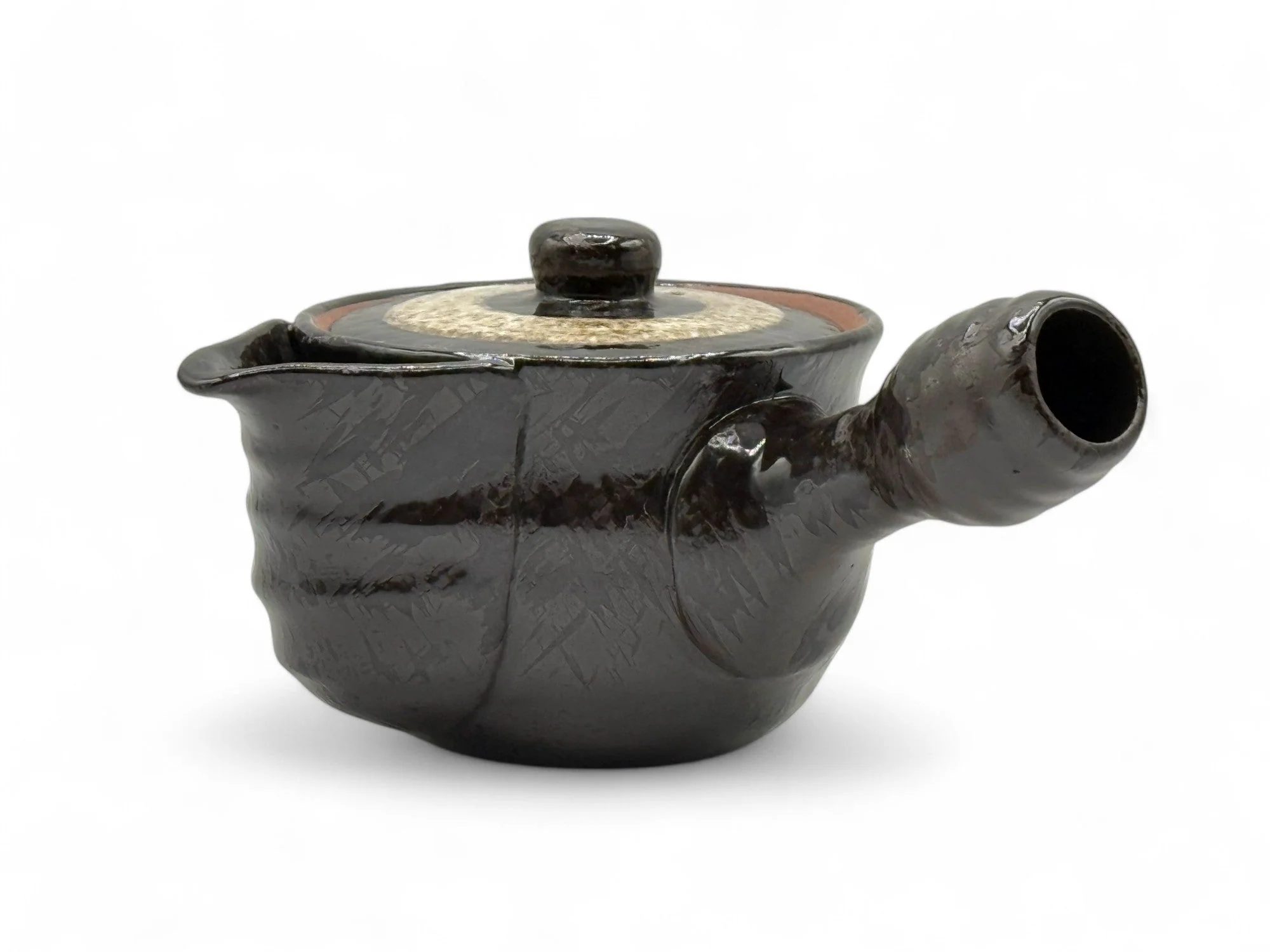 Inoue Tea Shiro Hirokuchi Brown Tokoname-yaki Kyusu - Japanese Teapot - Image 7