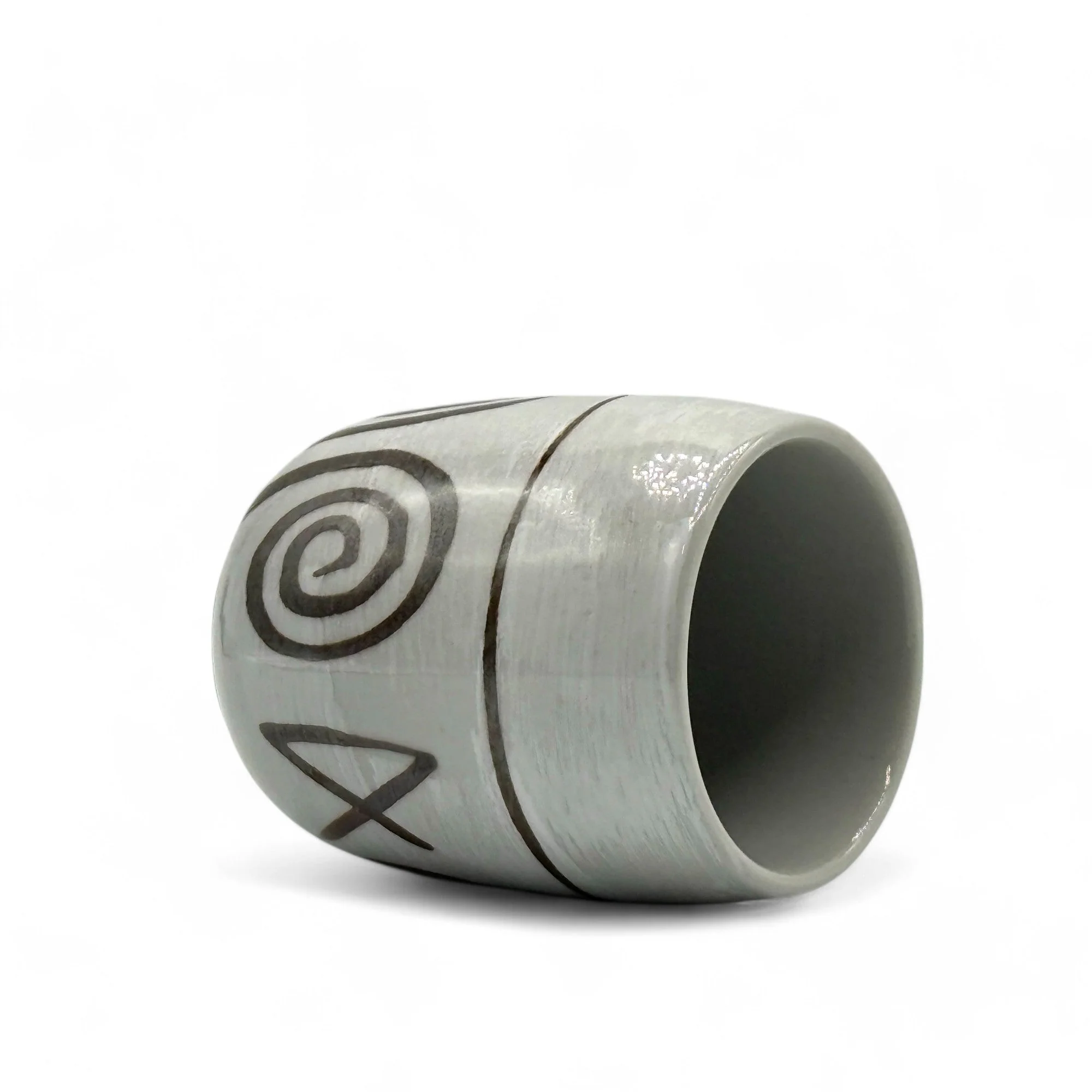 Inoue Tea Shirohake Naruto Gray Mino-yaki Yunomi - Japanese Teacup - Image 3