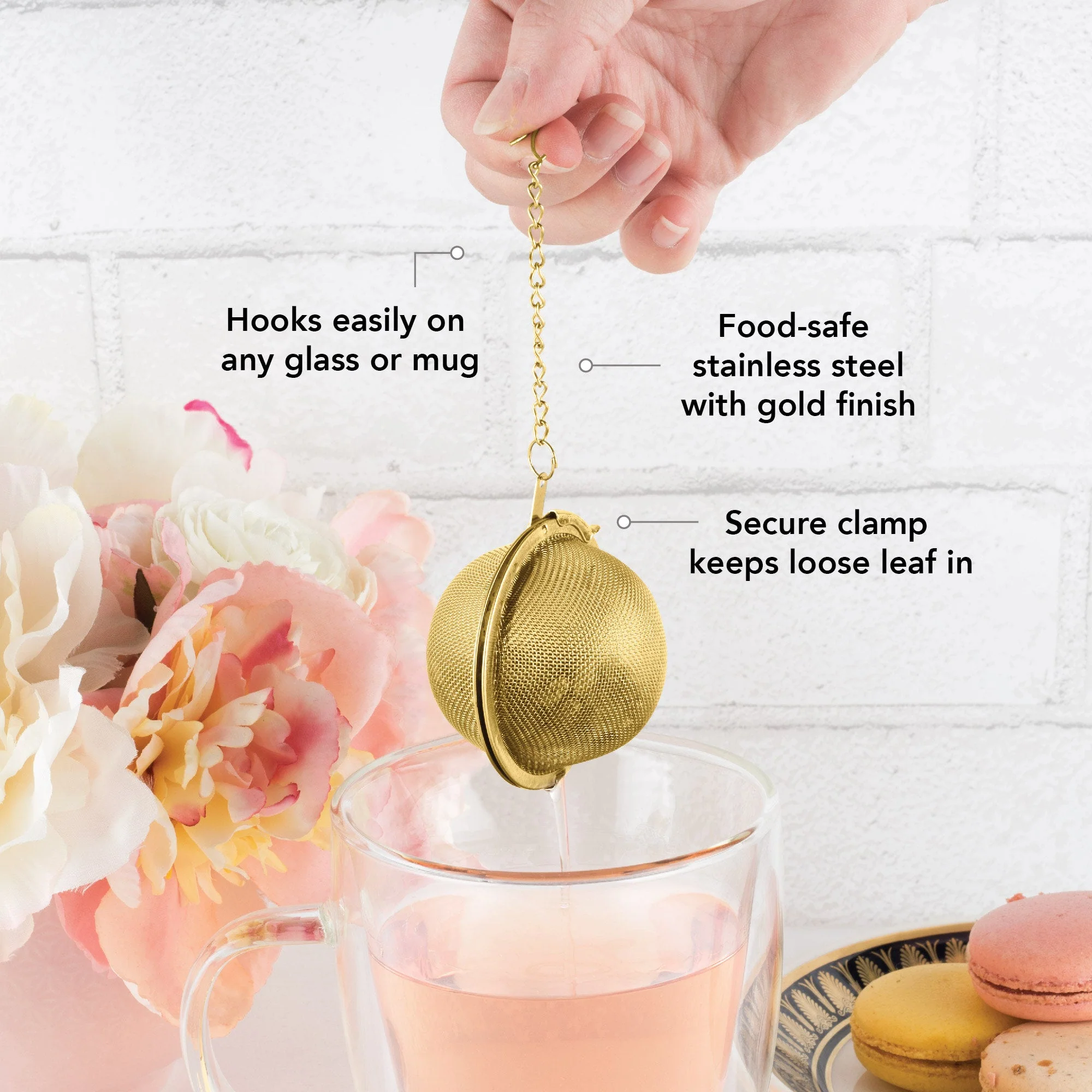 Pinky Up Small Tea Infuser Ball in Gold - Image 4