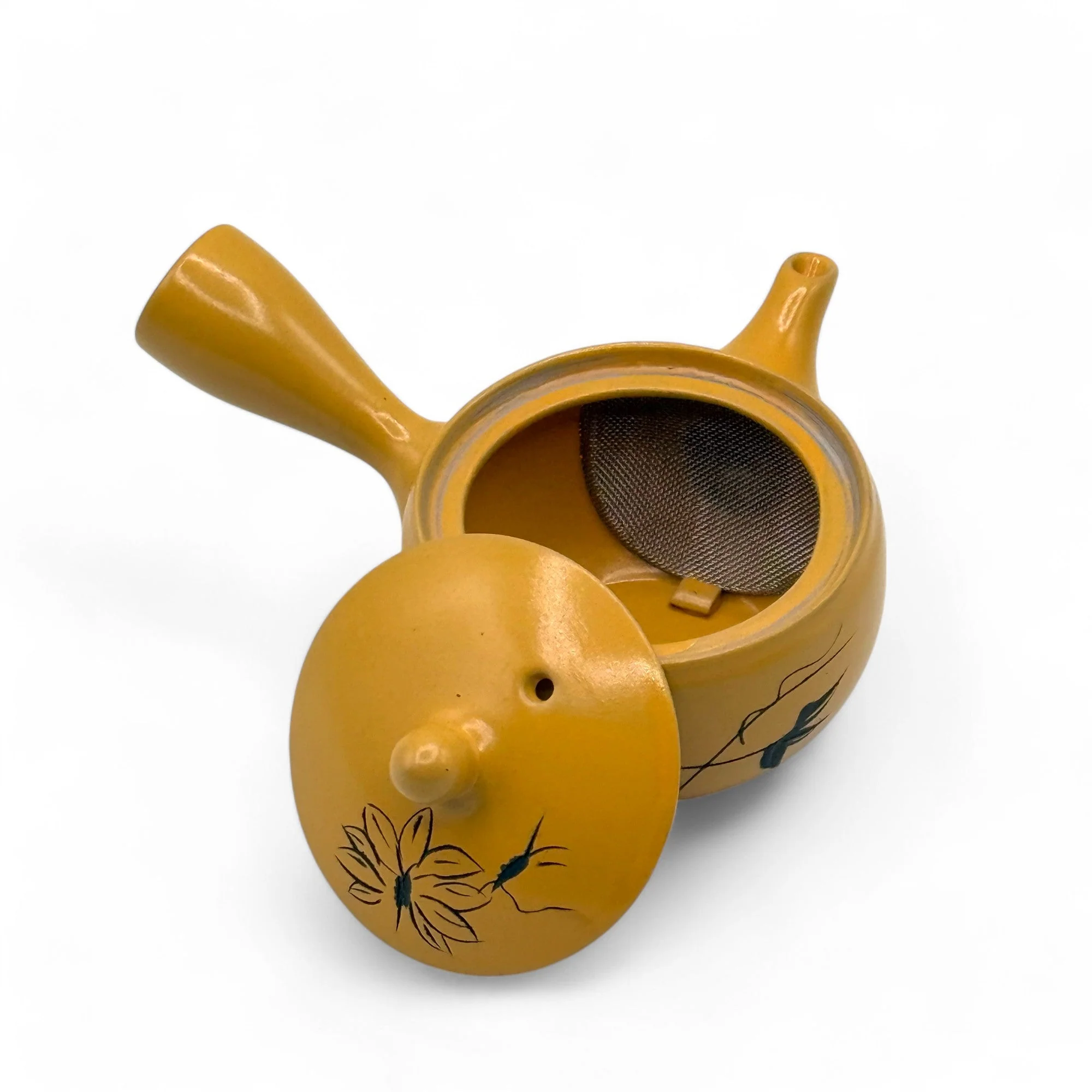 Inoue Tea Yixing Hanabori Yellow Tokoname-yaki Kyusu - Japanese Mini Teapot - Image 7